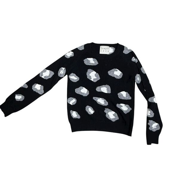 Jumper 1234 100% cashmere black and white leopard print sweater XS - Picture 3 of 7